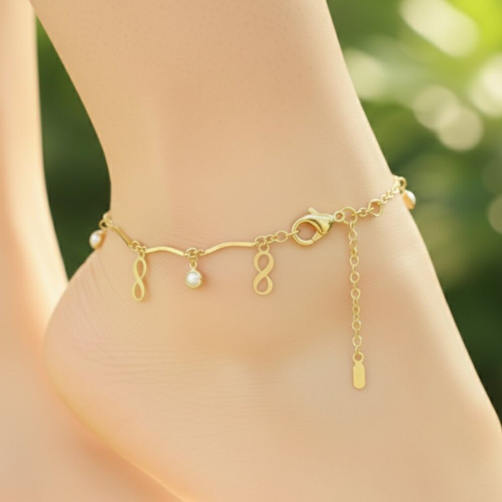 "Handmade Anklet – Elegant & Delicate Jewelry for Women | UNVRC1019 - Picture 4 of 4